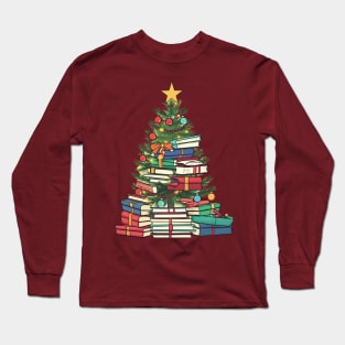 Bookworm Christmas Tree books Long Sleeve T-Shirt